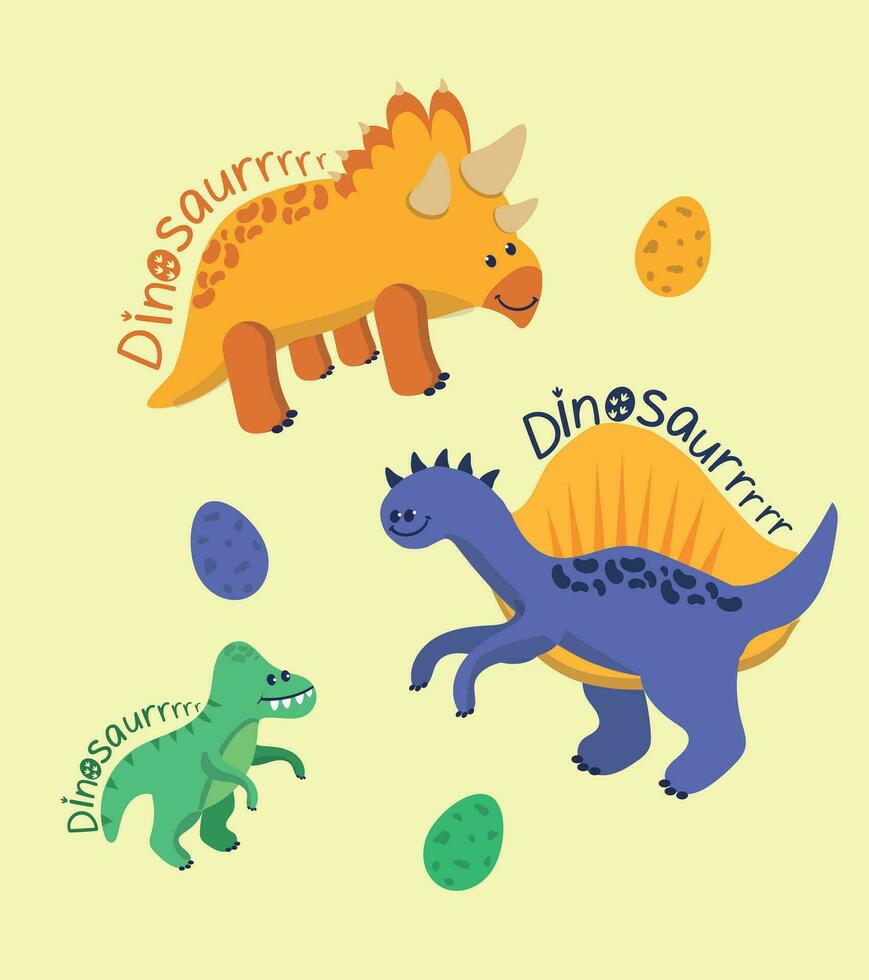 Dinosaur Vector. Cute dinosaur vectors roar pattern
