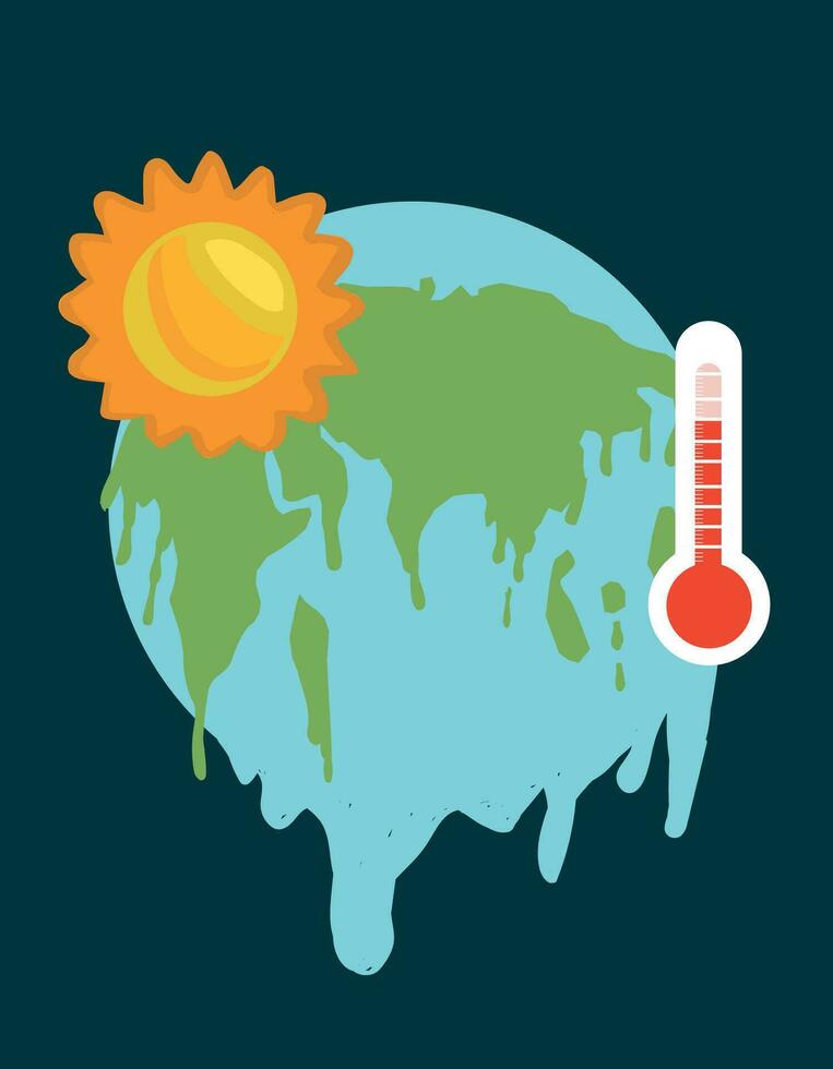 Global warming vector illustration. Melting earth