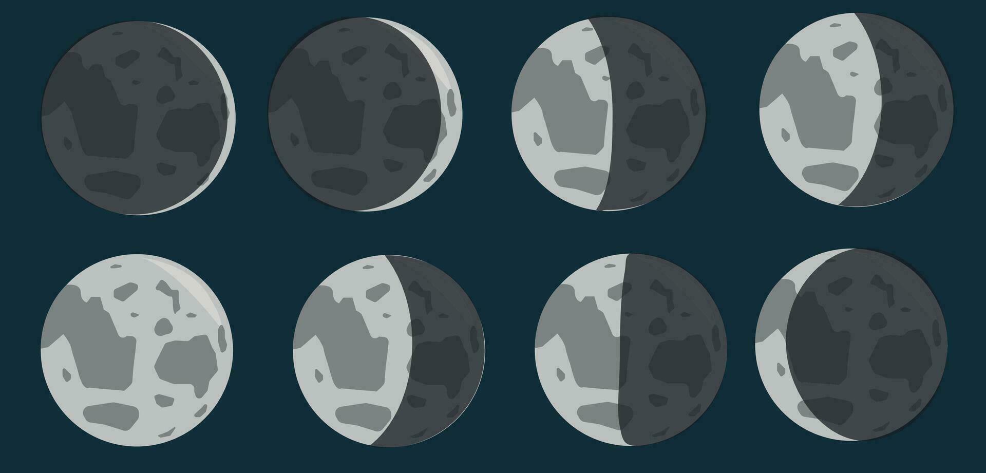 Moon Phases vector. Lunar calendar. Lunar phases vector illustration