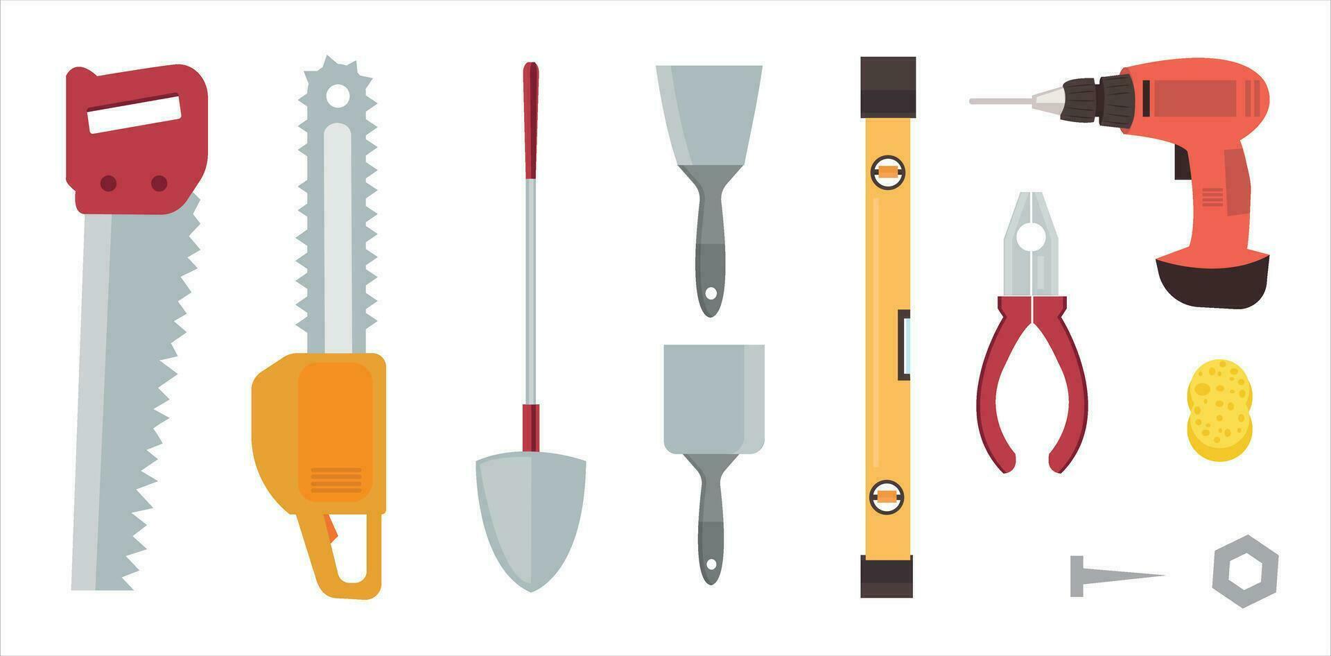 Repairing tools vector set. Repairing items vector illustration