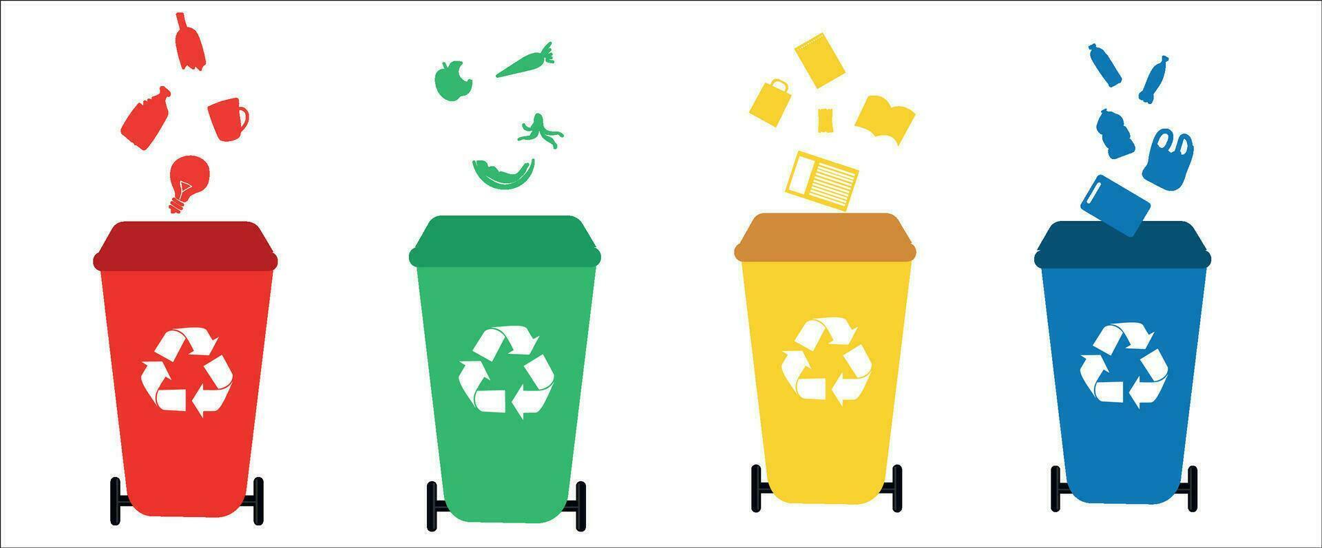 Recycle bin vector illustration. Colorful recycle bin