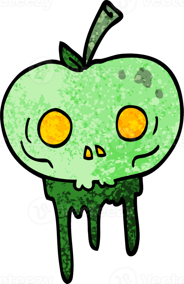 manzana de halloween de dibujos animados de ilustración con textura grunge png