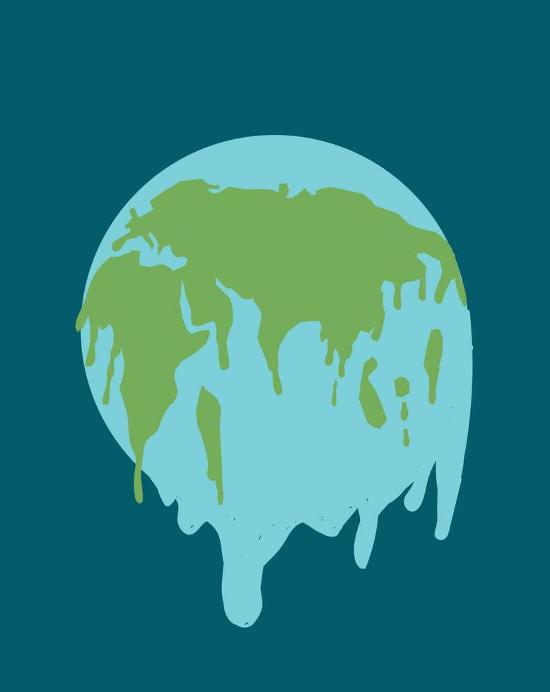 Global warming vector illustration. Melting earth