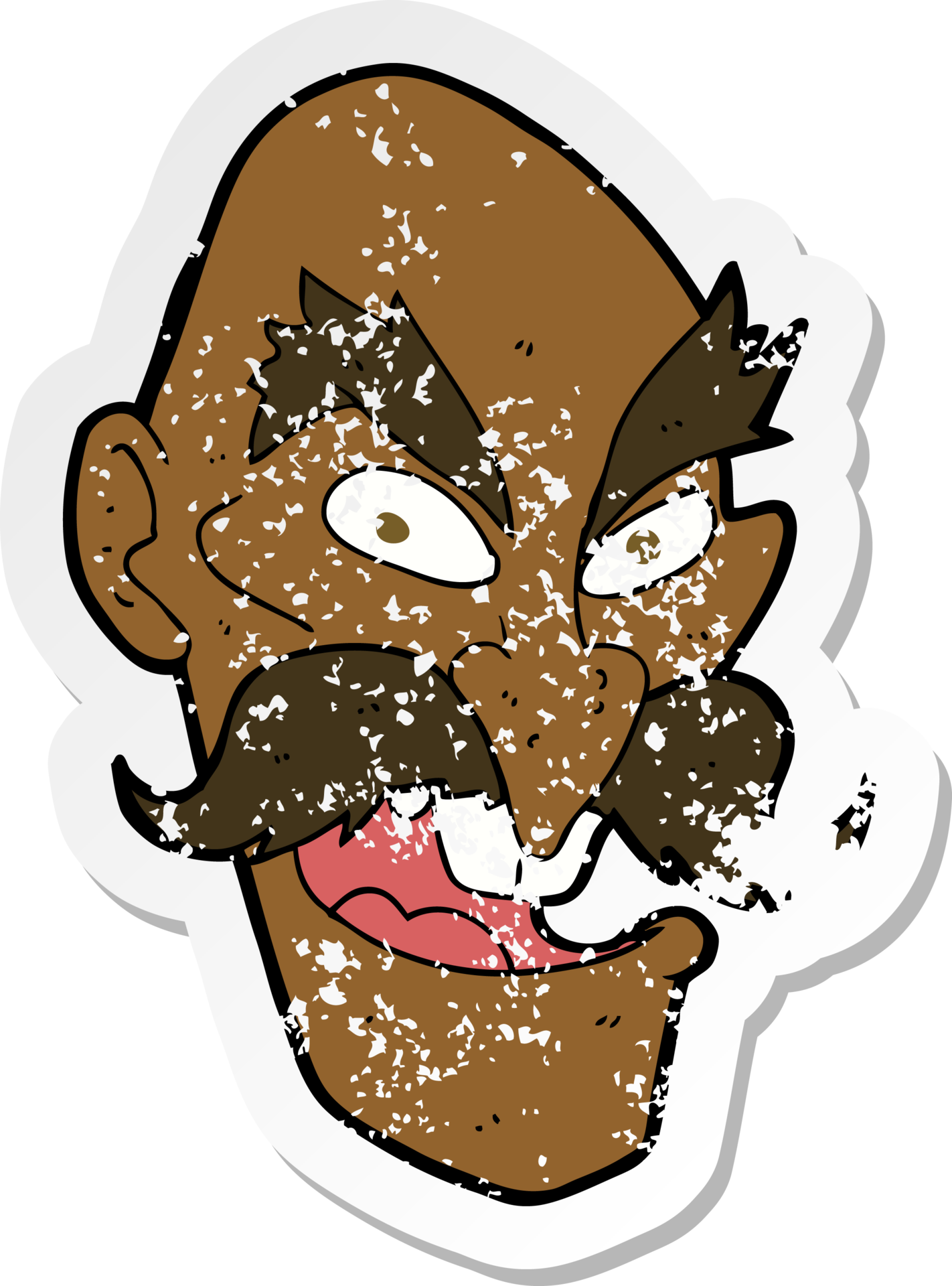 Retro Distressed Sticker Of A Cartoon Evil Old Man Face 36363670 PNG retro-distressed-sticker-of-a-cartoon-evil-old-man-face-36363670-png