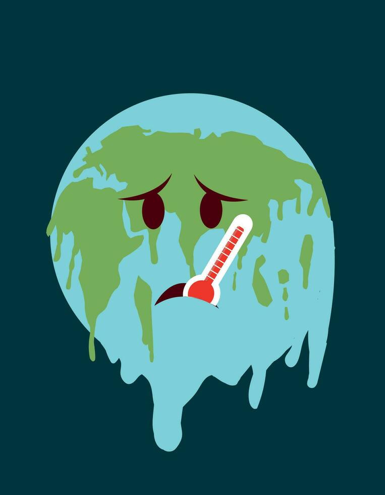 Global warming vector illustration. Melting earth