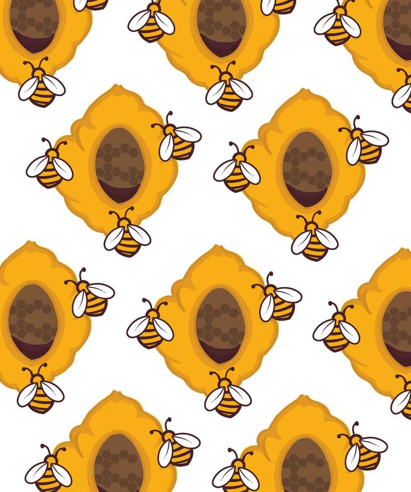Honeycomb and Honeybee vector illustration