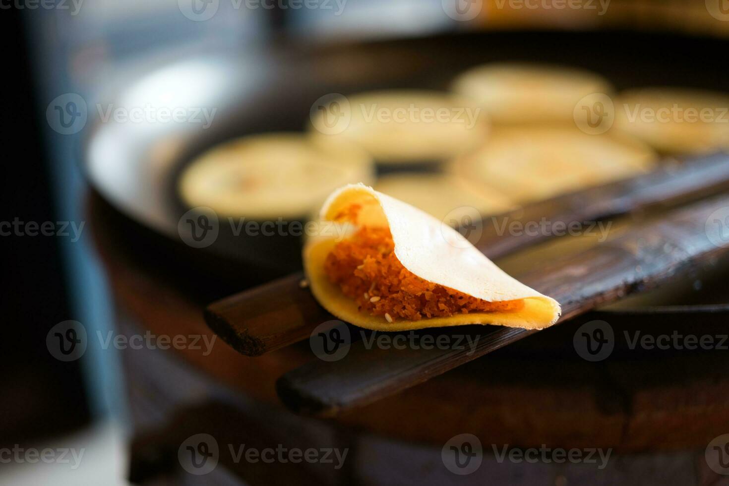 Khanom Bueng. Kind of sweet Thai desserts delicious. photo