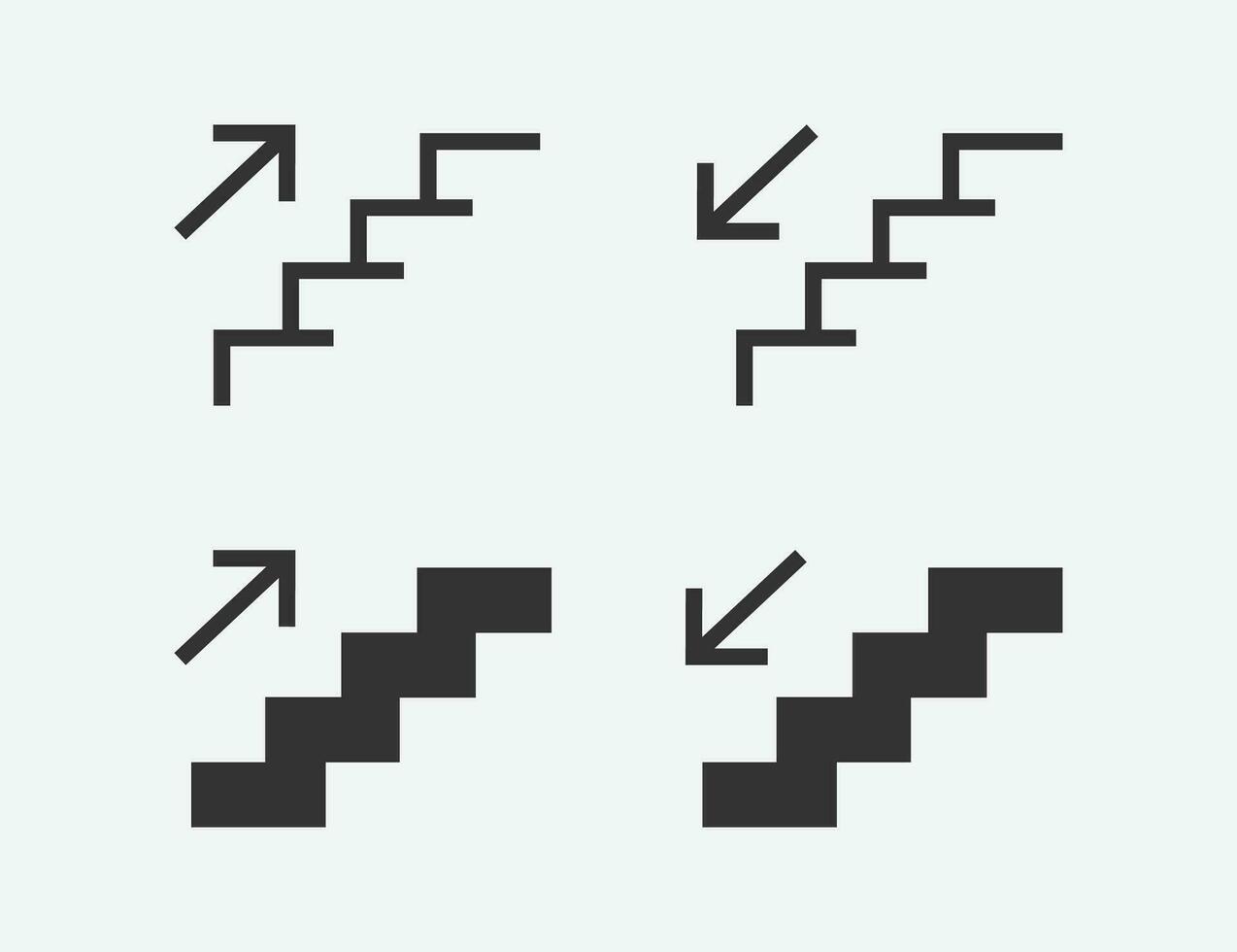 Upstairs and downstairs vector icon. Stairs vector symbol is isolated on a grey background