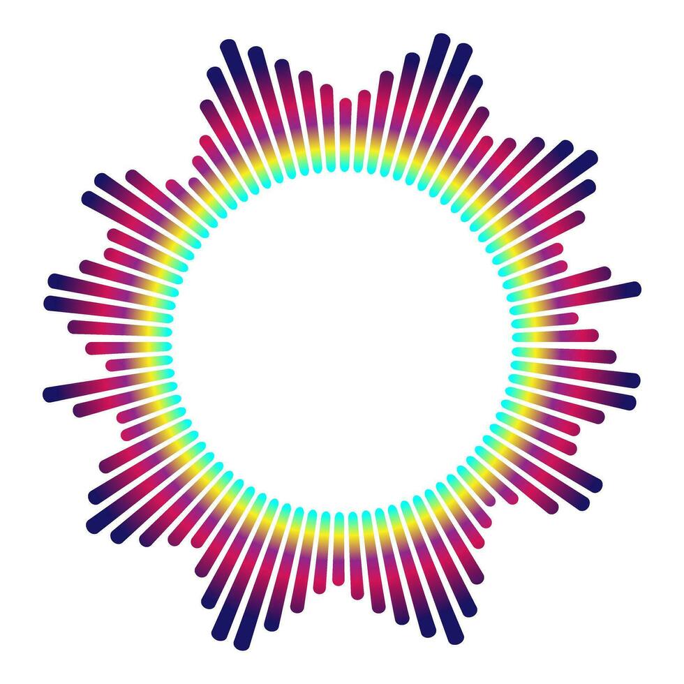 Vector illustration Circle audio waves. Abstract radial radio and voice volume symbol. Circular music sound equalizer. Gradient audio waves.