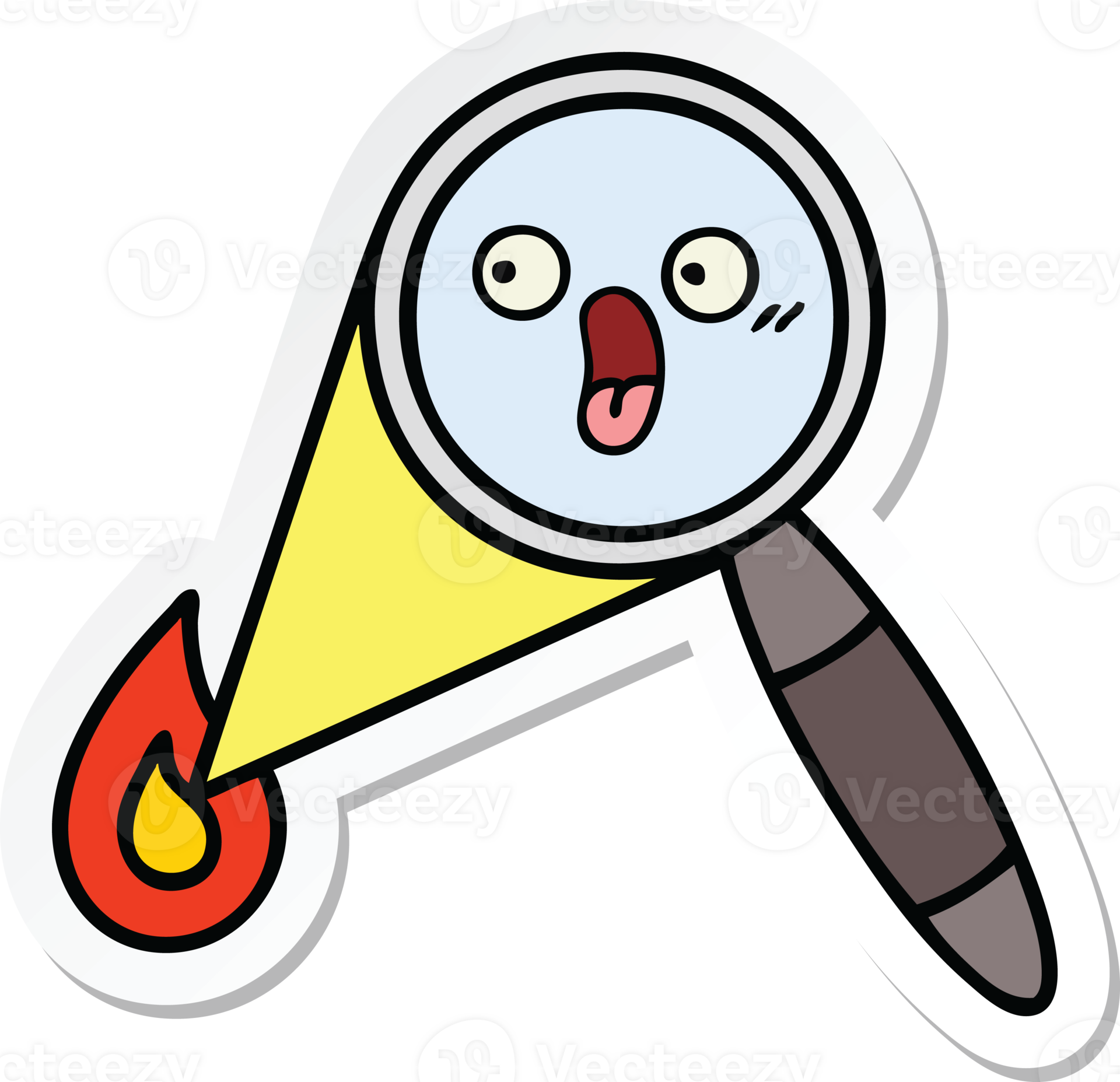 sticker of a cute cartoon magnifying glass 36363820 PNG