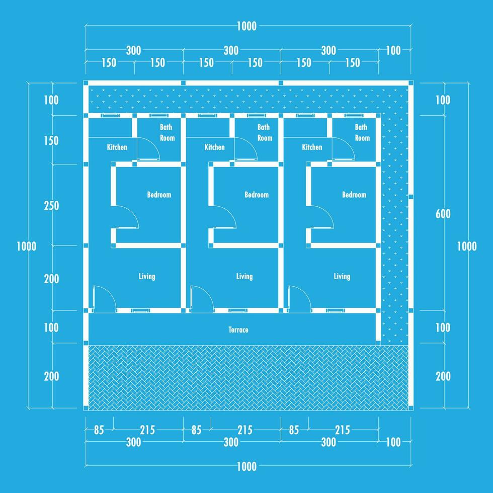 piso plan Plano, figura de el apunte bosquejo de el construcción y el industrial esqueleto de el estructura y dimensiones. vector eps 10