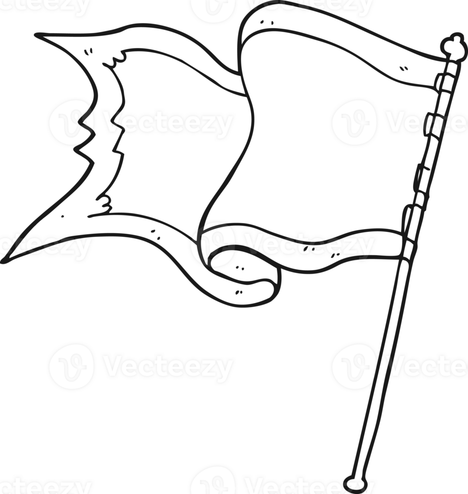 black and white cartoon flag blowing in wind png