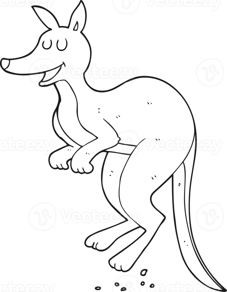 black and white cartoon kangaroo png