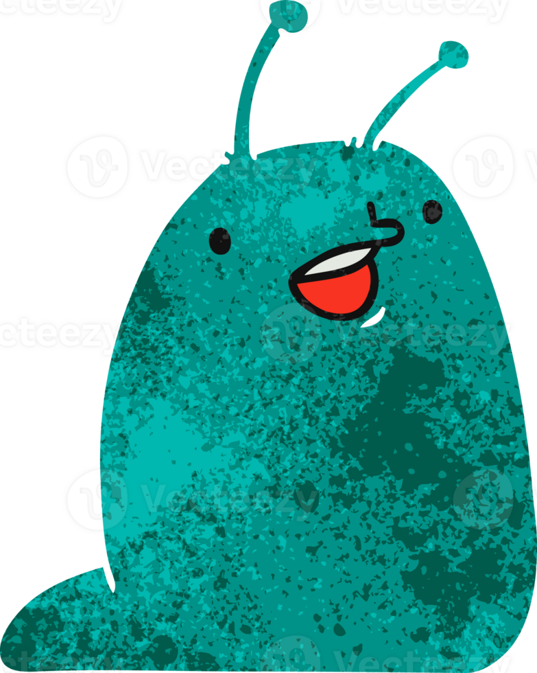 retro cartoon of a cute kawaii slug png