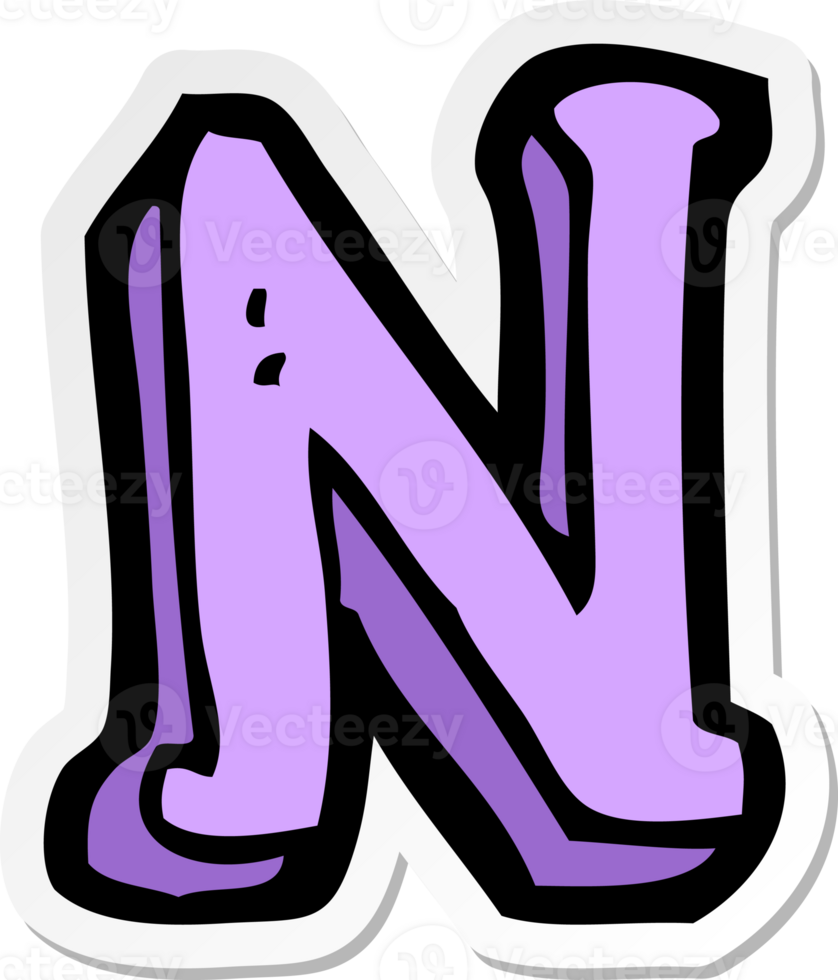 sticker of a cartoon letter N png
