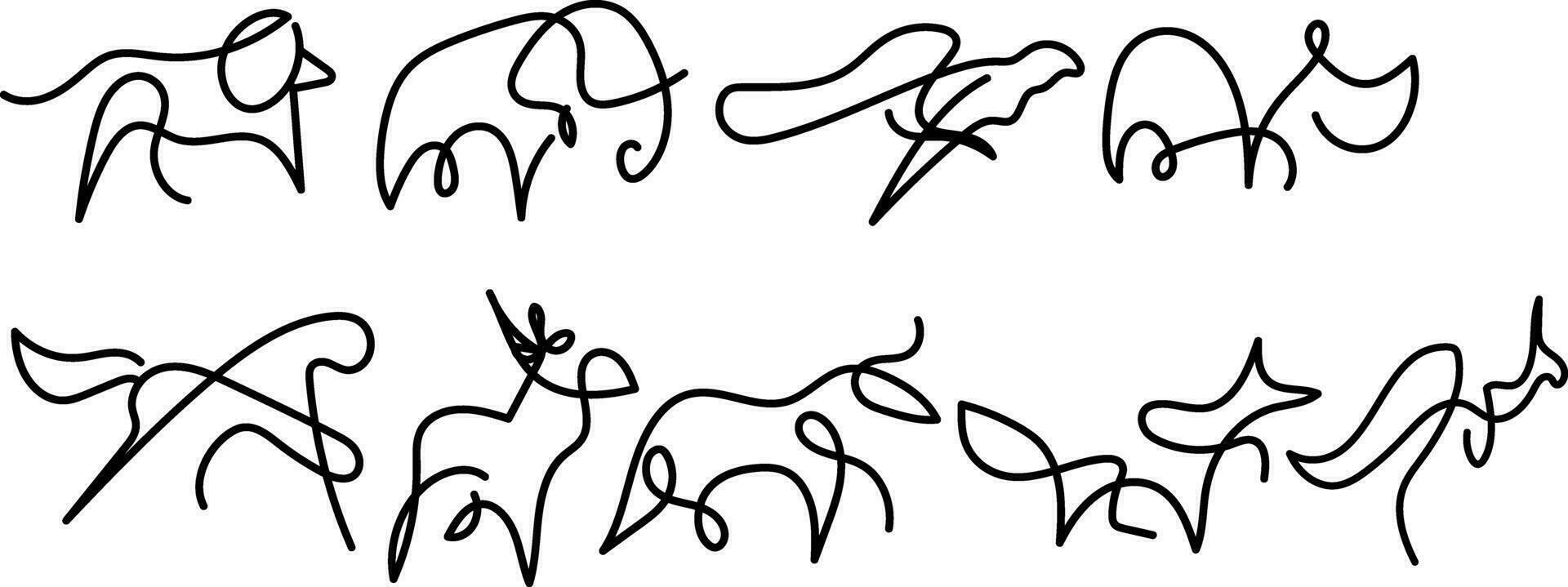 World Wildlife Day, Animal Line Art, Continuous one line art, Drawing vector illustration isolated on white background.