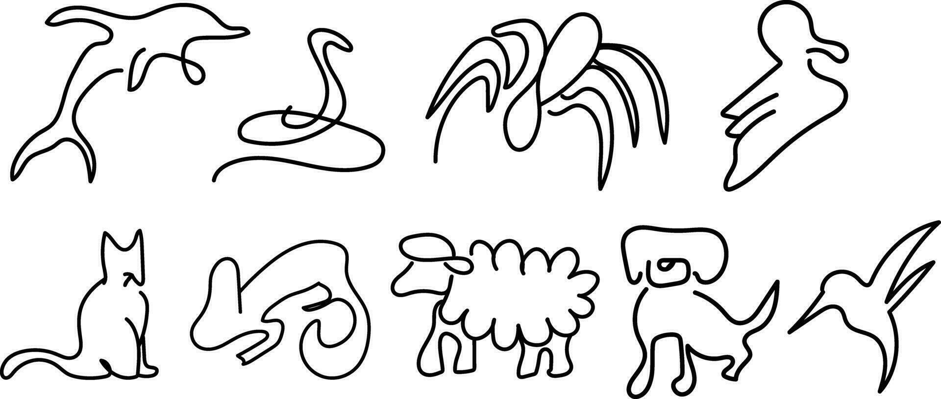World Wildlife Day, Animal Line Art, Continuous one line art, Drawing vector illustration isolated on white background.