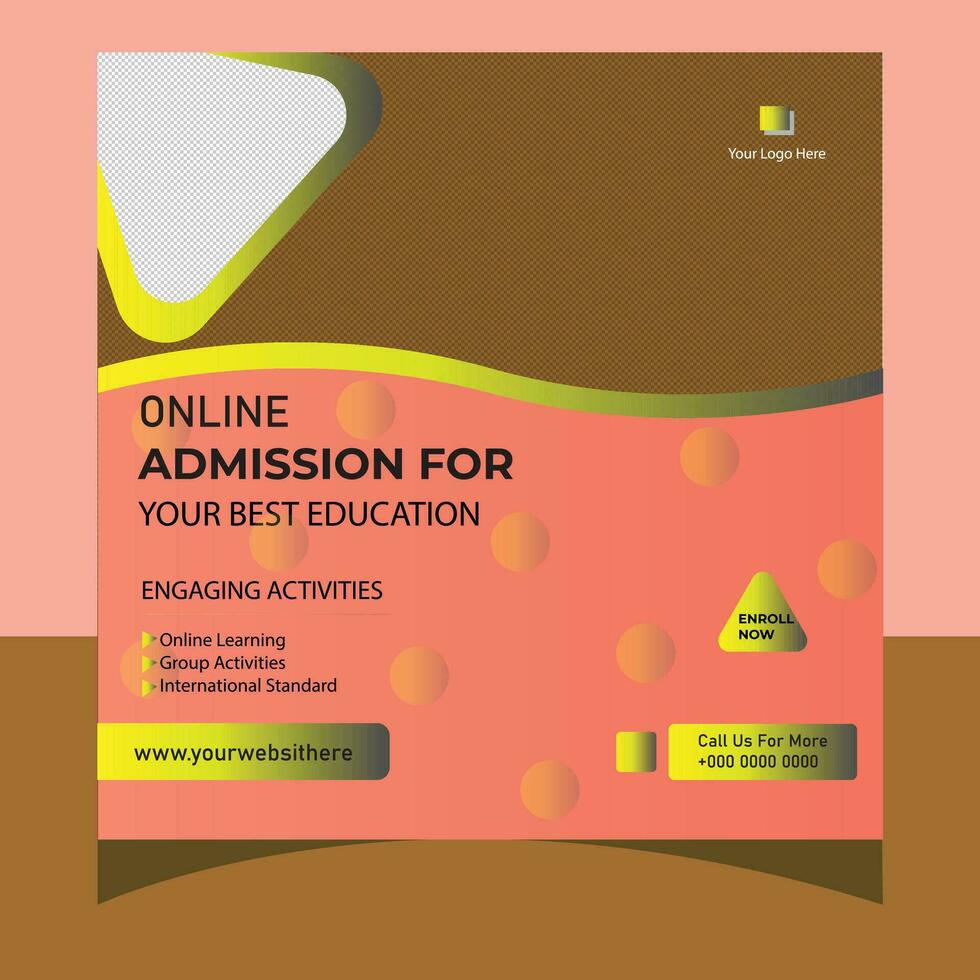 School Admission Social Media Post Design vector