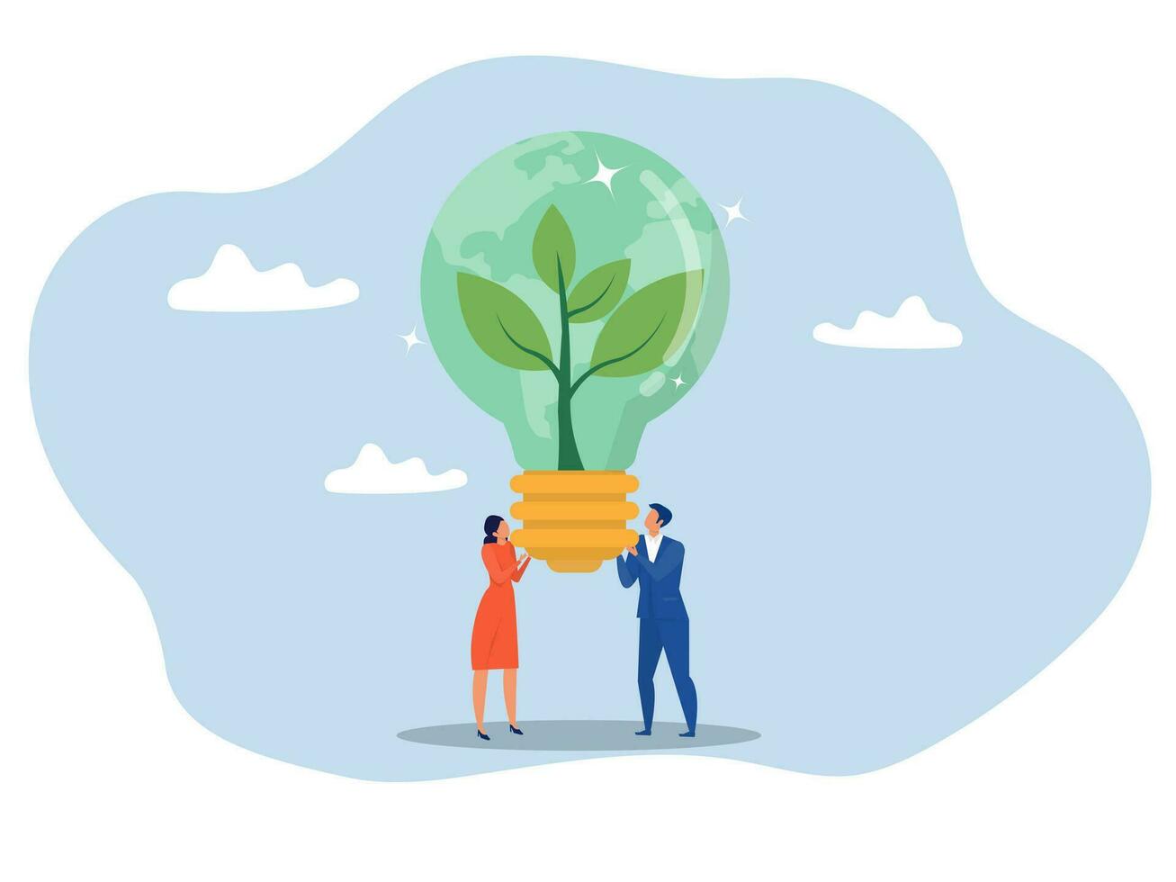 negocio personas verde corporativo empresa concepto sustentabilidad bombilla, esg, eco ambiente simpático o limpiar energía solución, verde renovable fuerza, reutilizar o reciclar ecosistema vector ilustrador