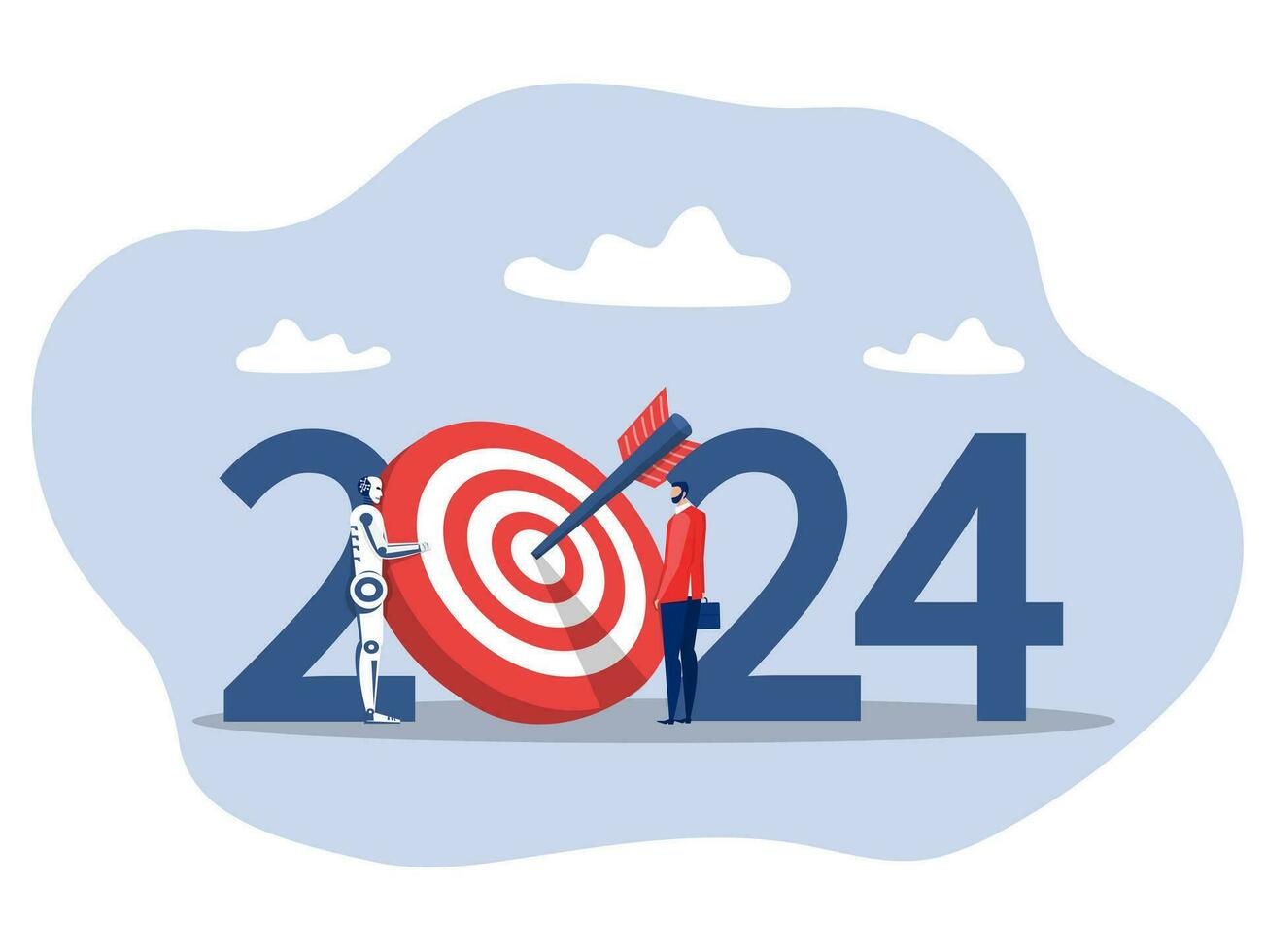 nuevo año 2024 y robótico proceso automatización tendencias, ai innovación tecnologías plan futuro concepto vector ilustrador