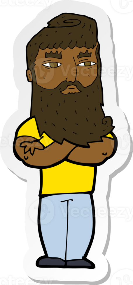 sticker of a cartoon serious man with beard png