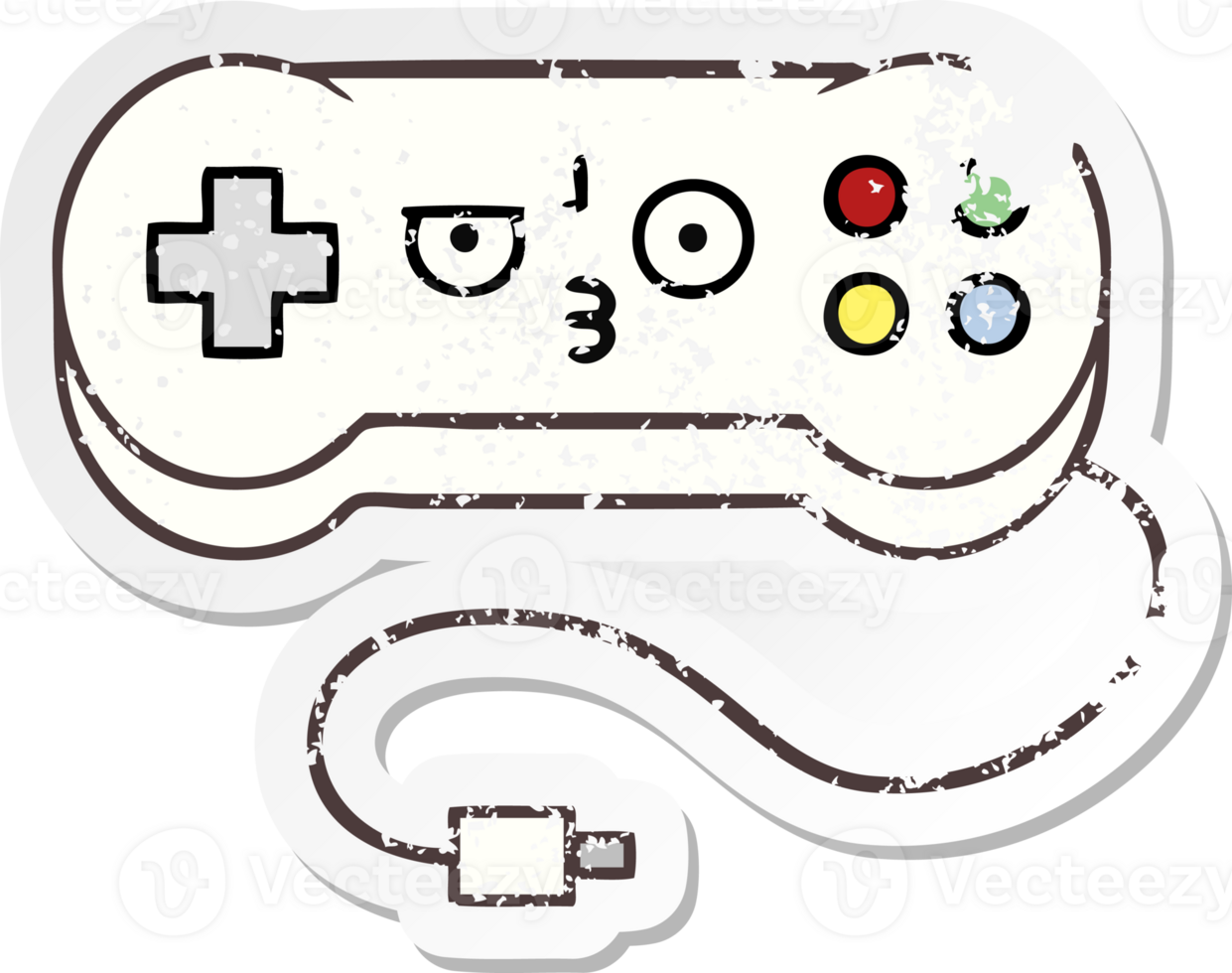 distressed sticker of a cute cartoon game controller png