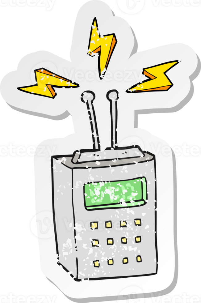 retro distressed sticker of a cartoon scientific device png