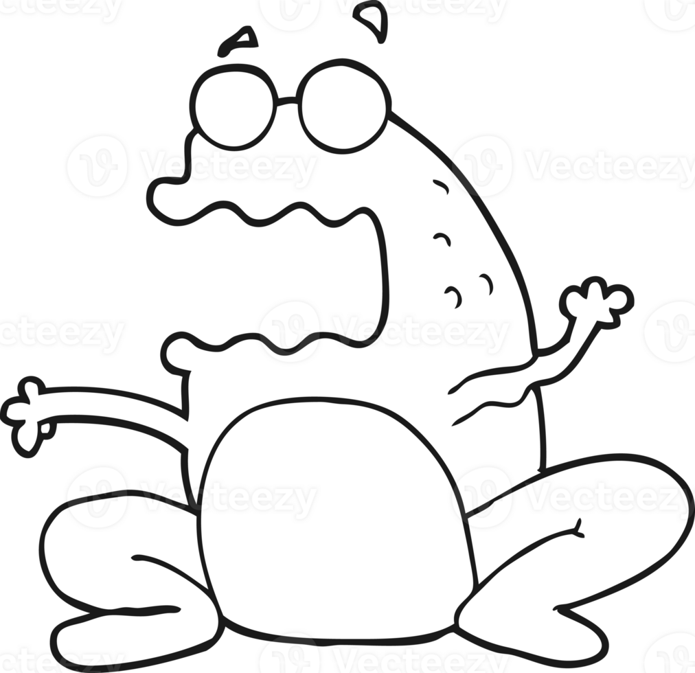 black and white cartoon burping frog png