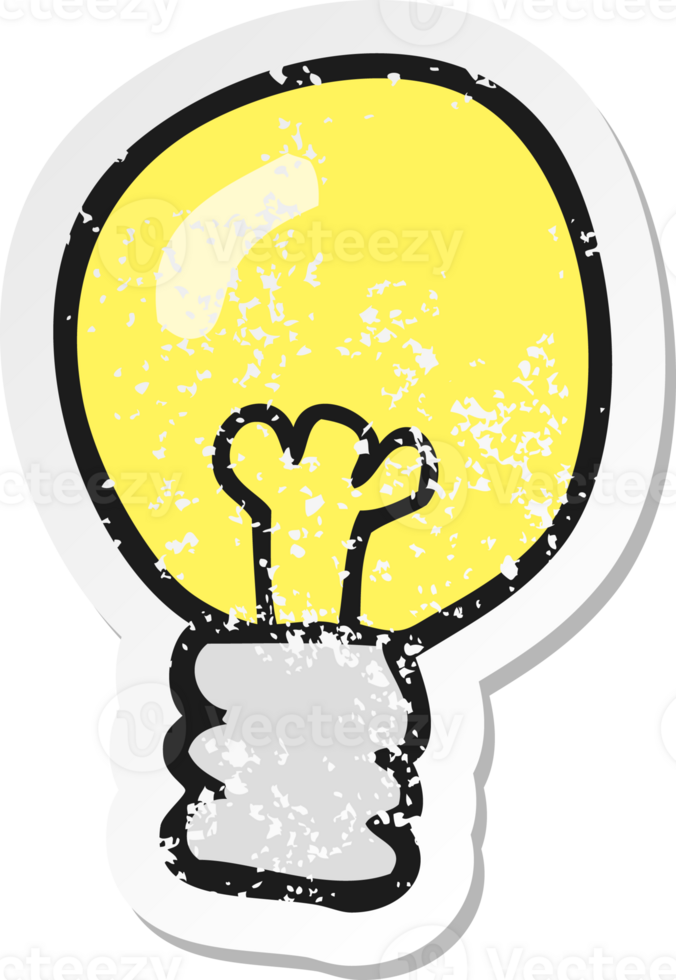 retro distressed sticker of a cartoon light bulb png