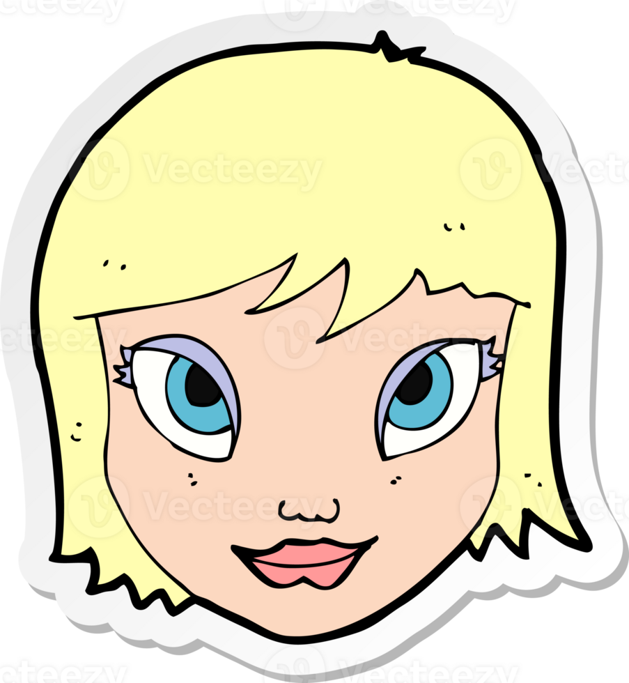 pegatina de un rostro femenino de dibujos animados png