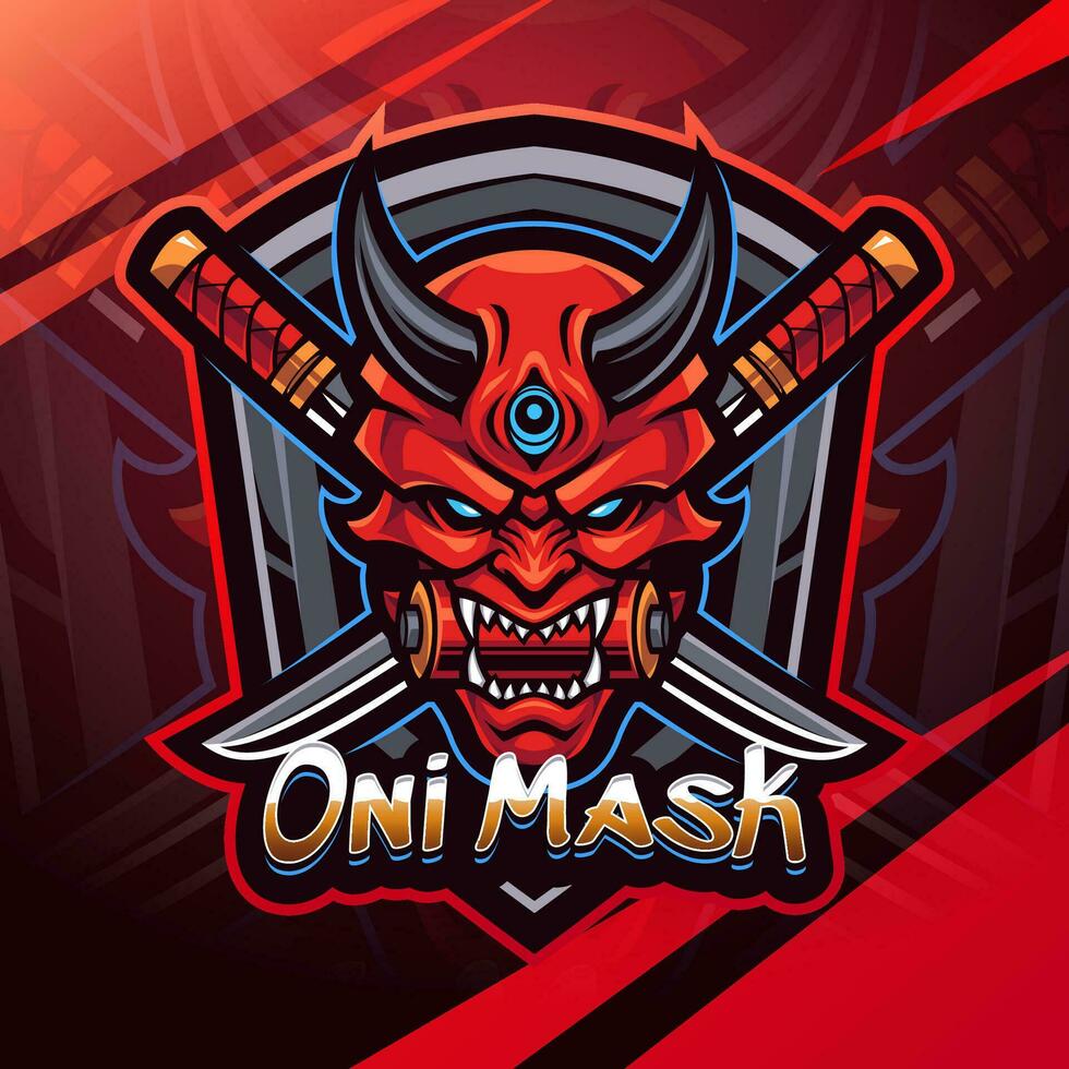 Oni mask mascot logo design vector