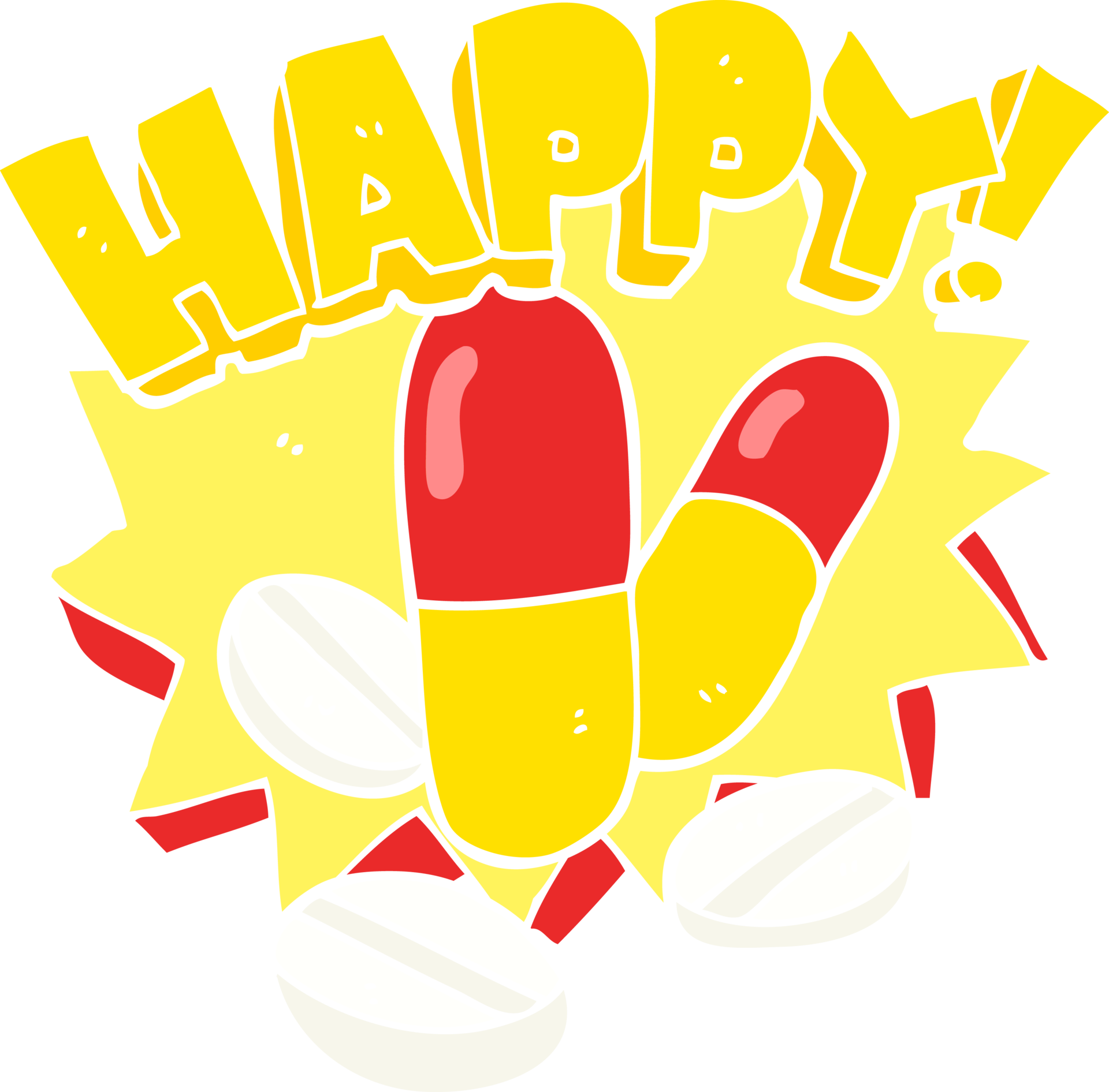 flat color illustration of a cartoon happy pills 36364337 PNG