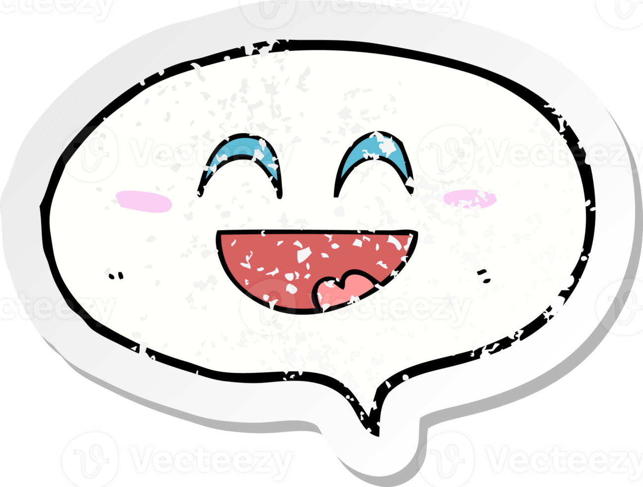 retro distressed sticker of a cute cartoon speech balloon png