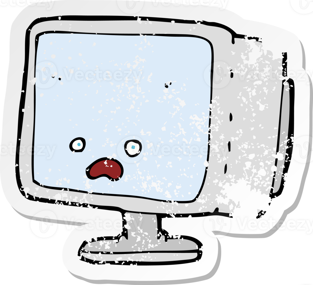retro distressed sticker of a cartoon computer screen png