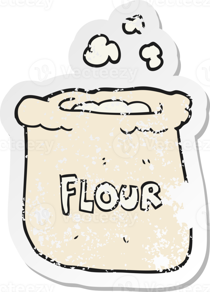 retro distressed sticker of a cartoon bag of flour png
