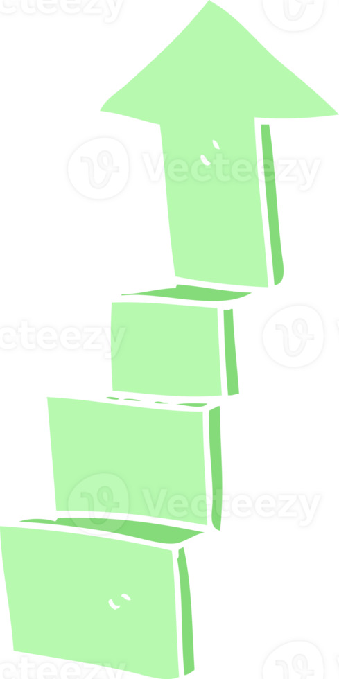 flat color illustration of a cartoon stepping up arrow png
