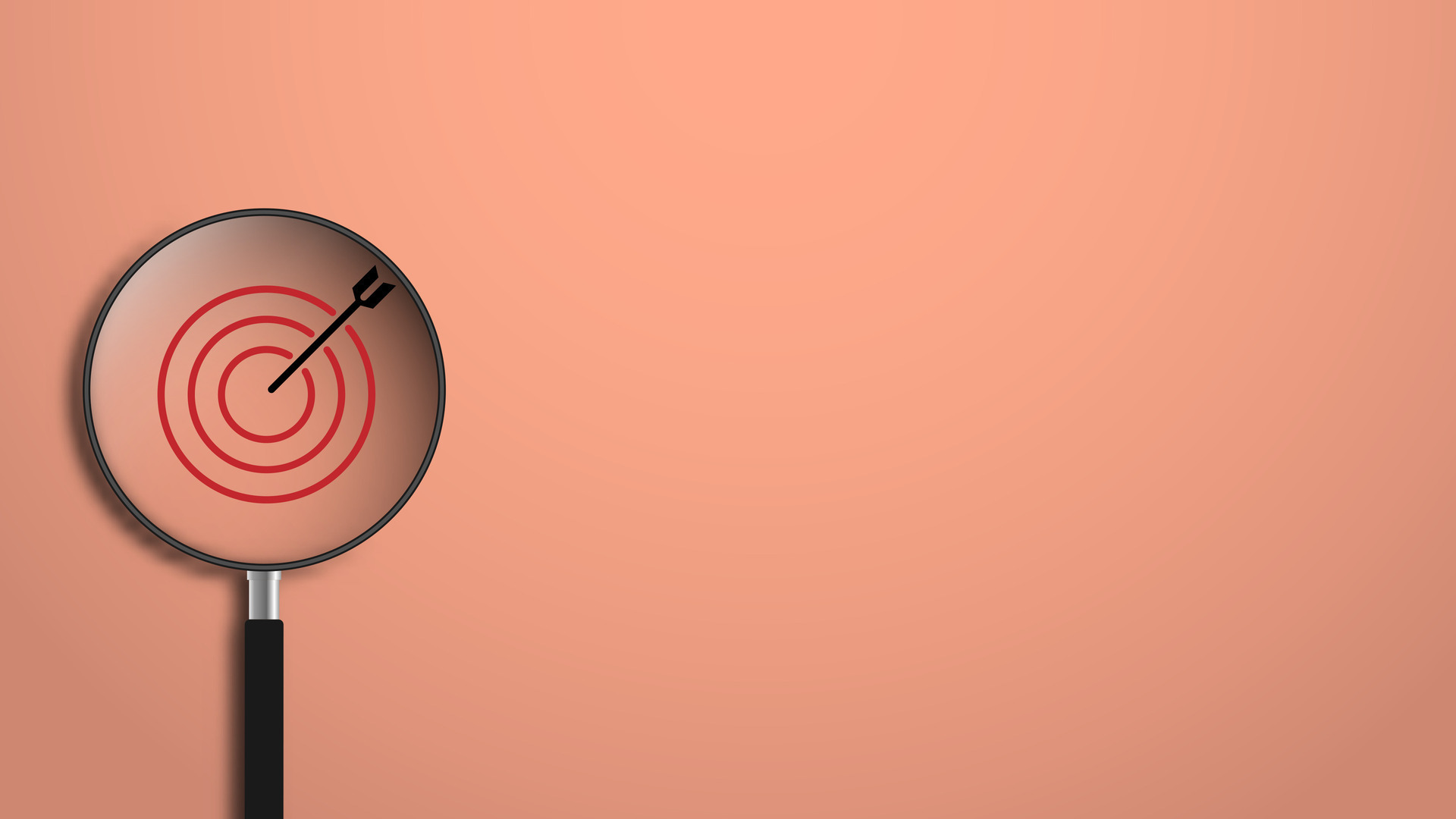 Target board inside of magnifier glass for focus business objective