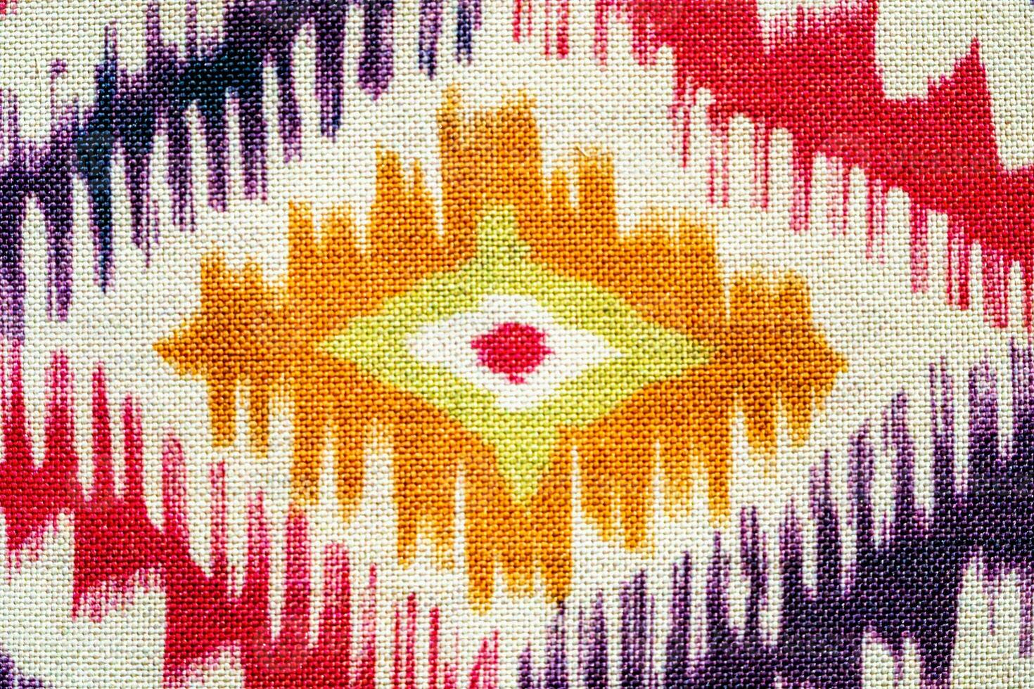 Oriental design colored Uzbek fabric khan atlas, adras photo