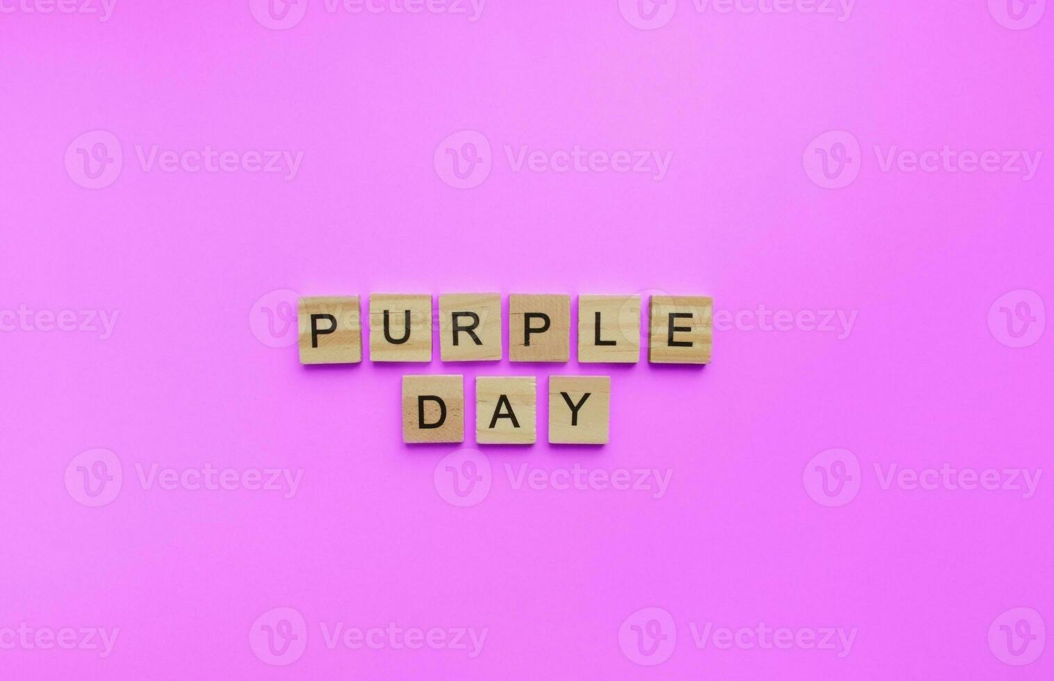 March 26, Purple Day, Epilepsy awareness day, a minimalistic banner with an inscription in wooden letters photo