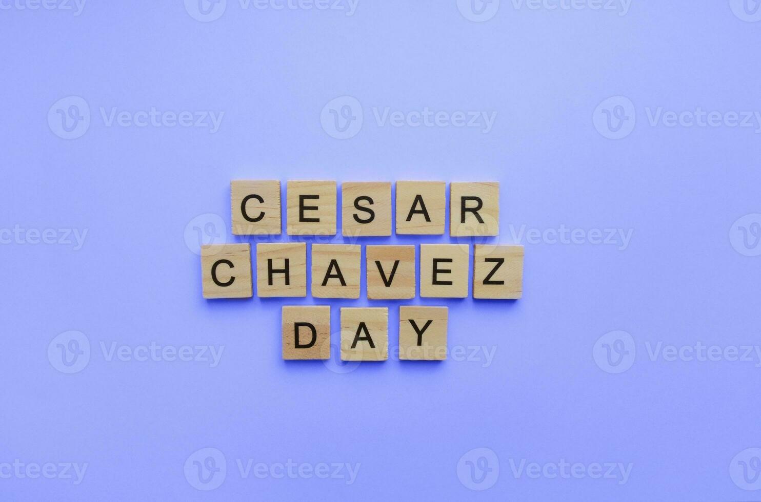 March 31, Cesar Chavez Day, a minimalistic banner with an inscription in wooden letters photo