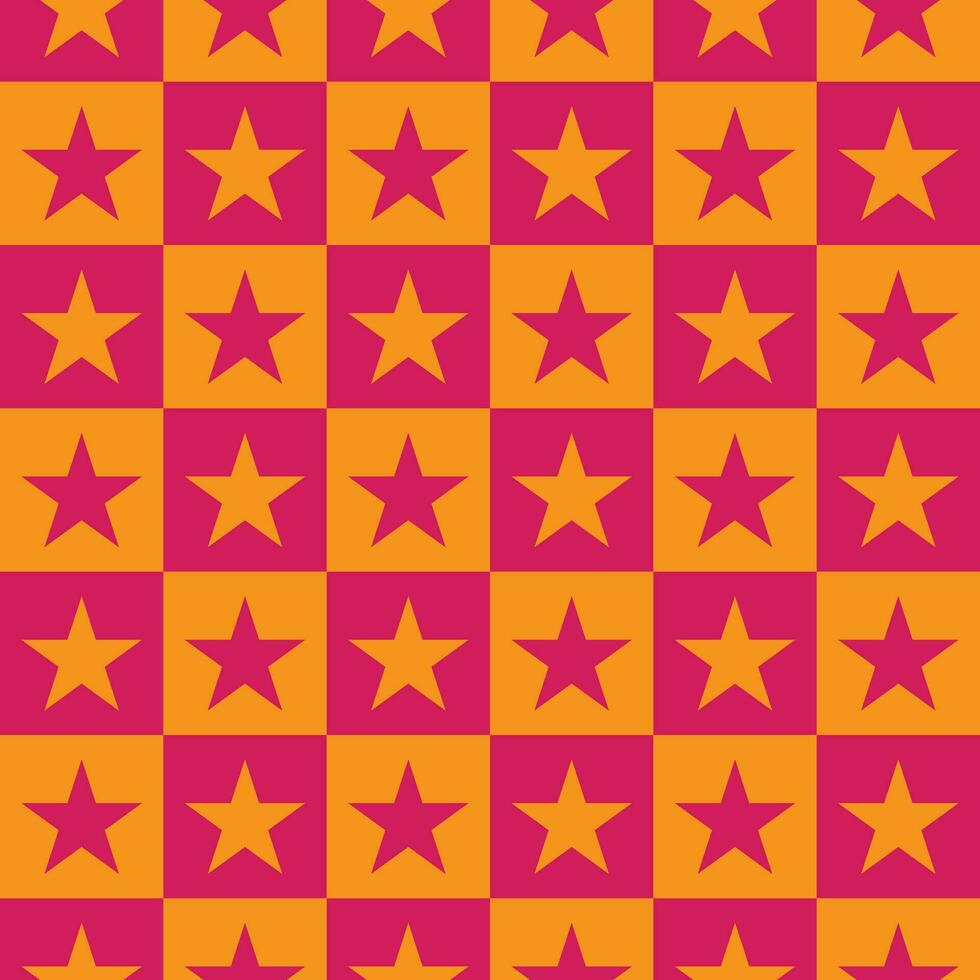 Checker pattern with red and yellow star vector