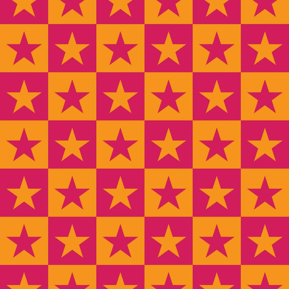 Checker pattern with red and yellow star vector