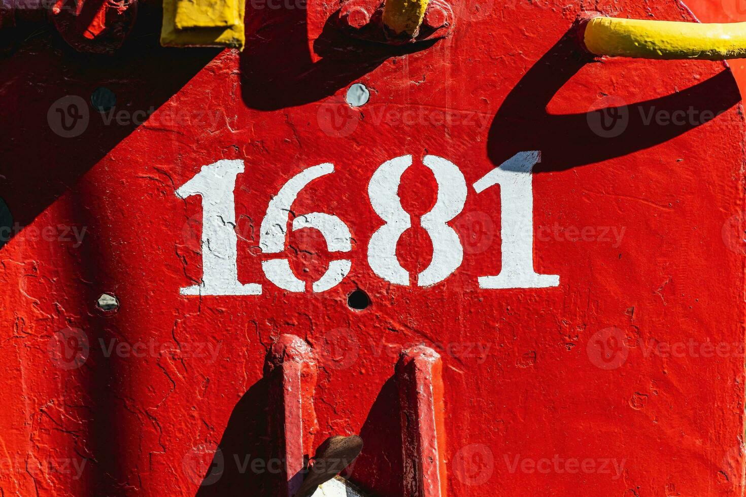 Text and numbers on a metal surface with the symbols of the USSR for design and commercial use photo