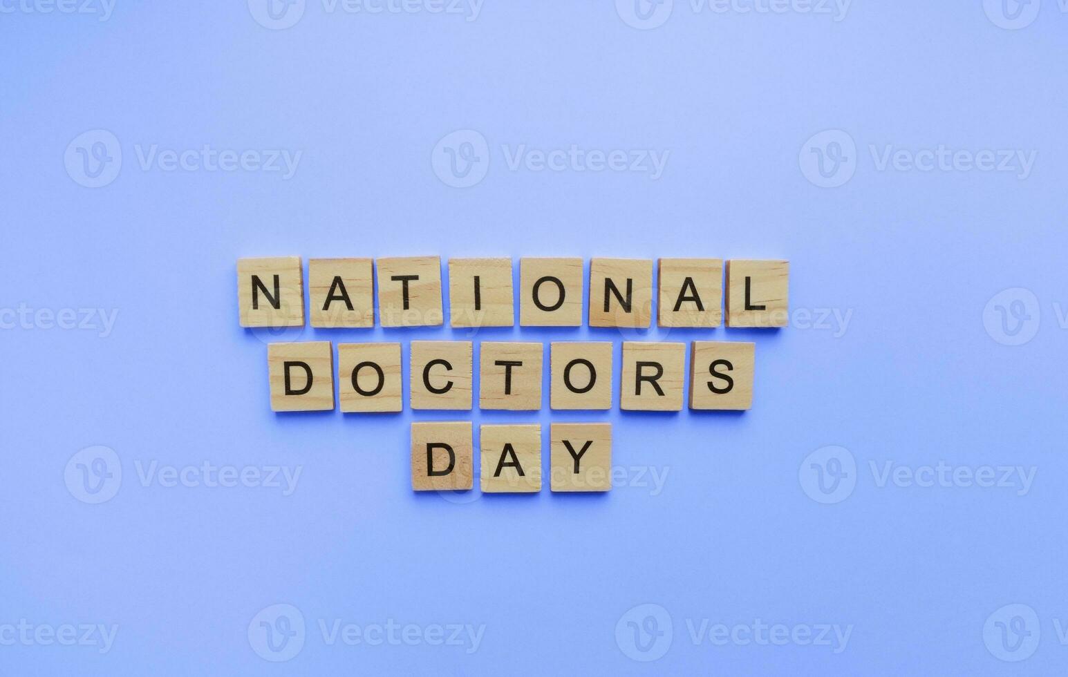 March 27, National Doctors Day, minimalistic banner with wooden lettering photo