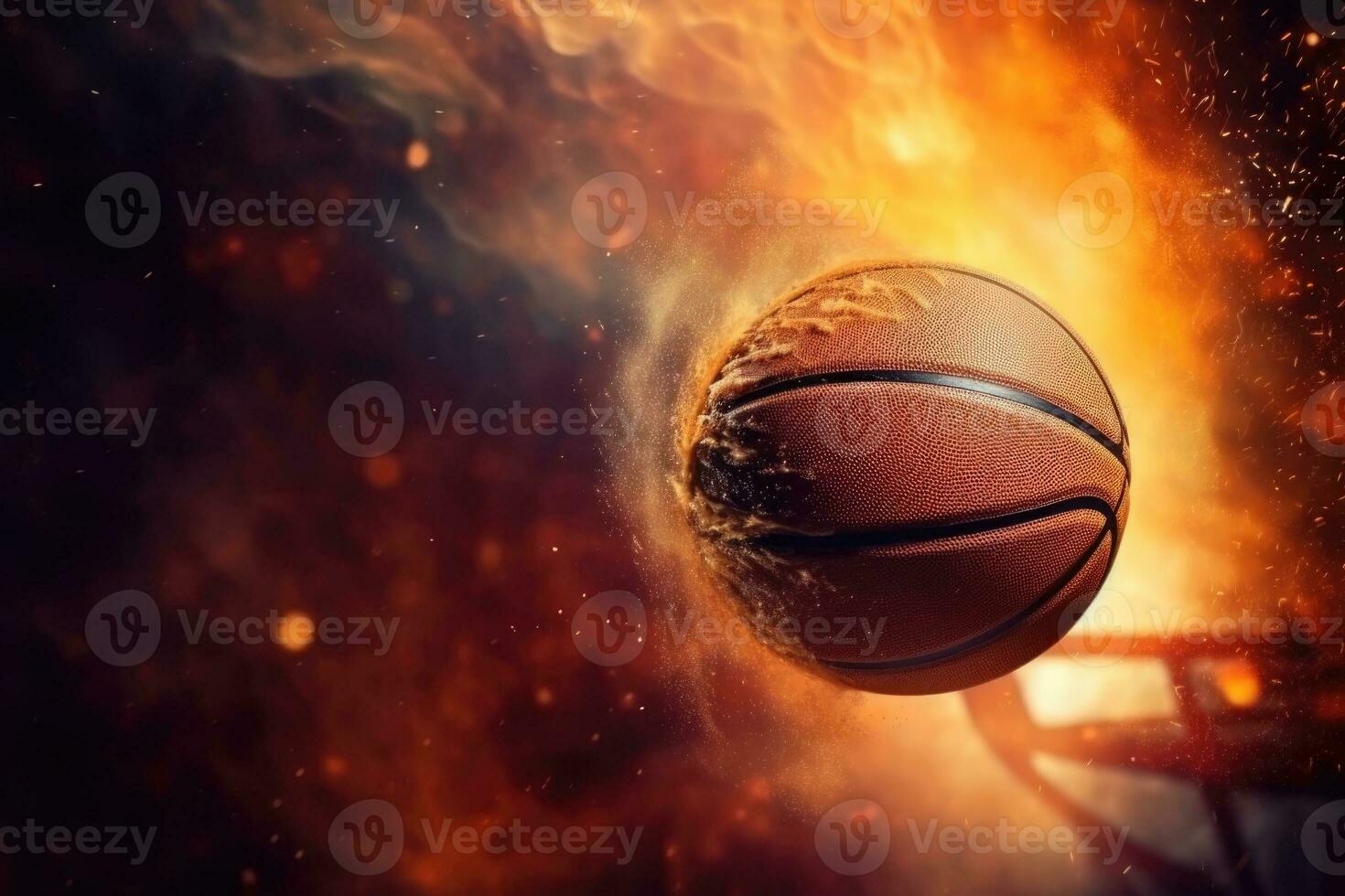 AI generated International Day of Sport for Development and Peace, basketball in flight, fireball photo