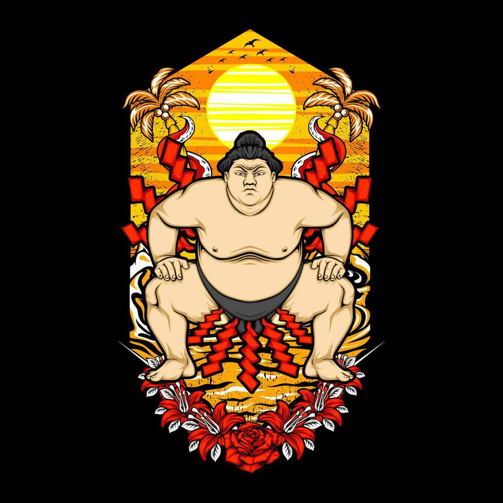 AI generated japanese sumo illustration vector