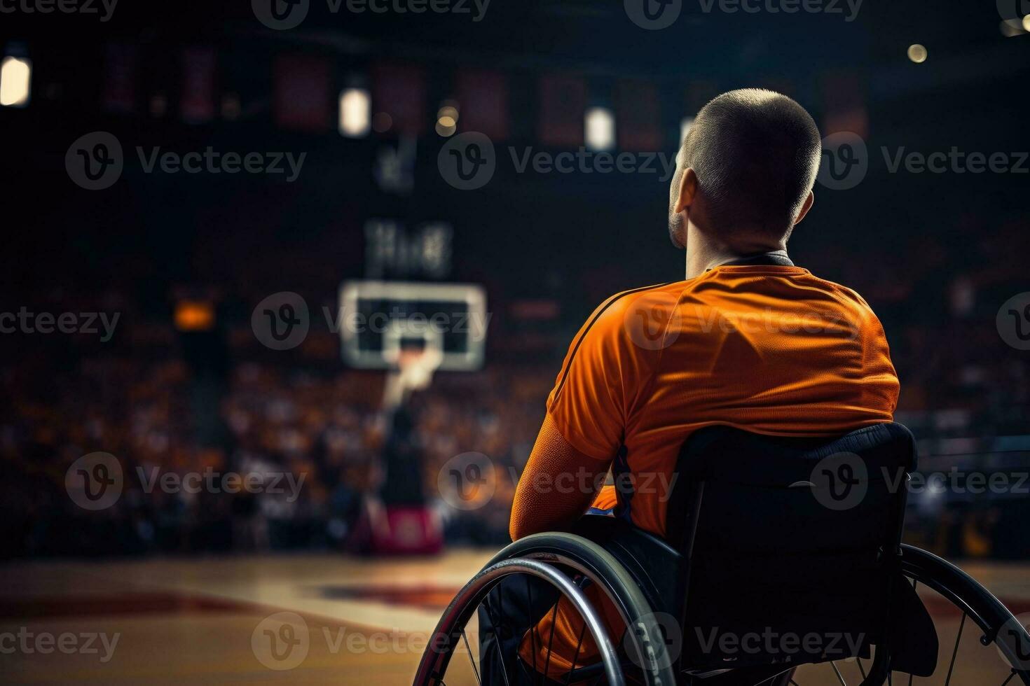 AI generated International Day of Sport for Development and Peace, basketball match, Paralympic Games, wheelchair basketball player photo