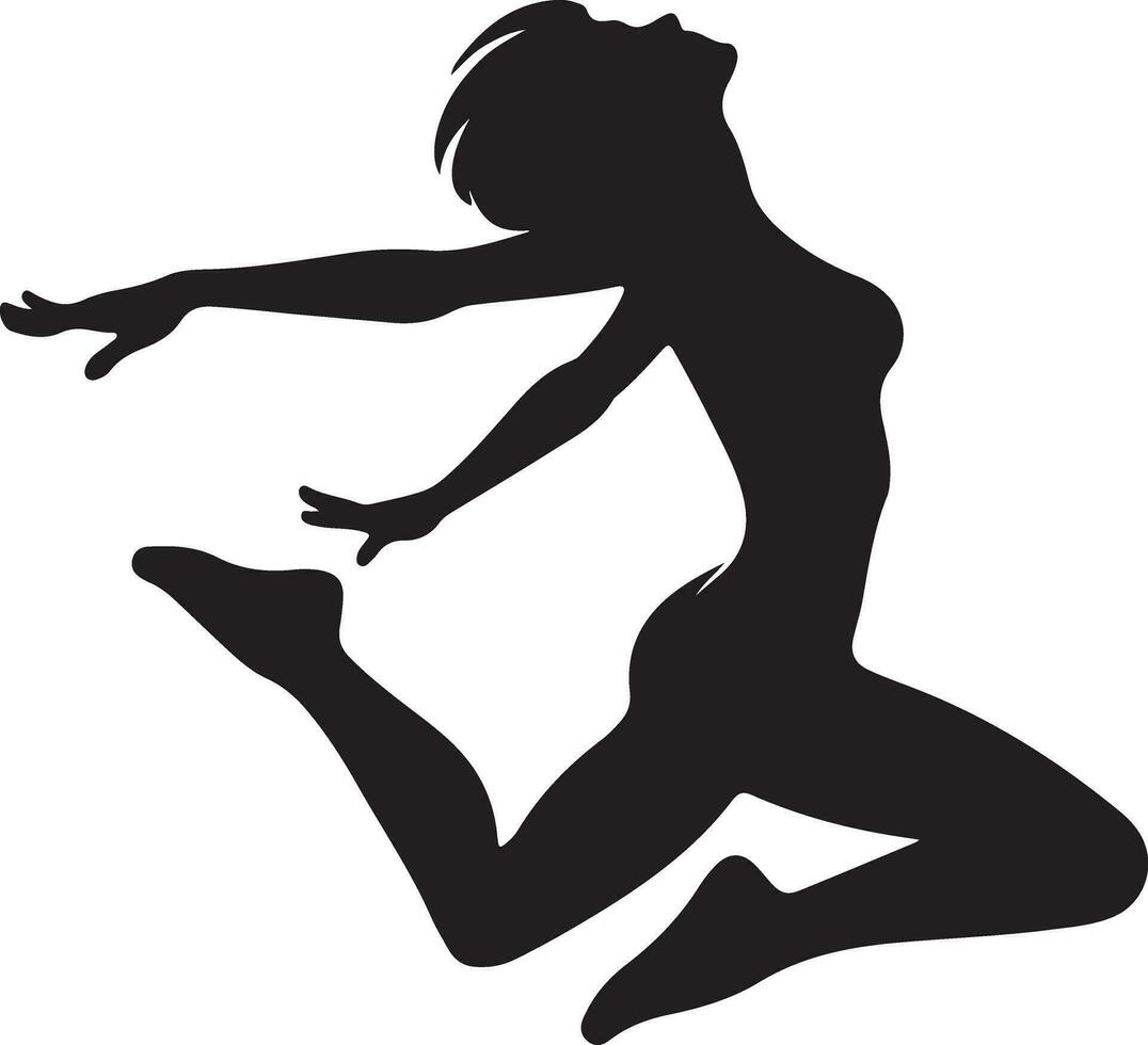 Woman Jumping on the sky vector silhouette