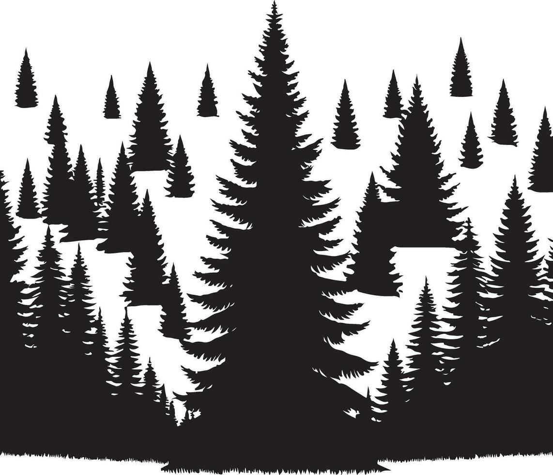 pino árbol bosque vector silueta