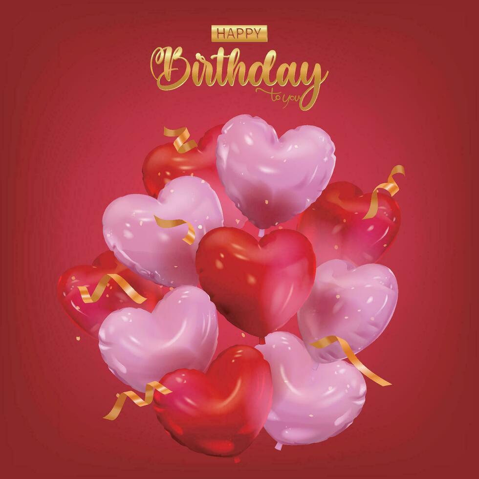 Heart balloon vector birthday card